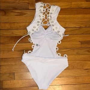 White cutout swimsuit